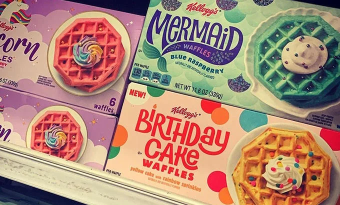 Kellogg's Mermaid Waffles, whose blue color drew comparisons to the notorious 'blue waffle' meme.
