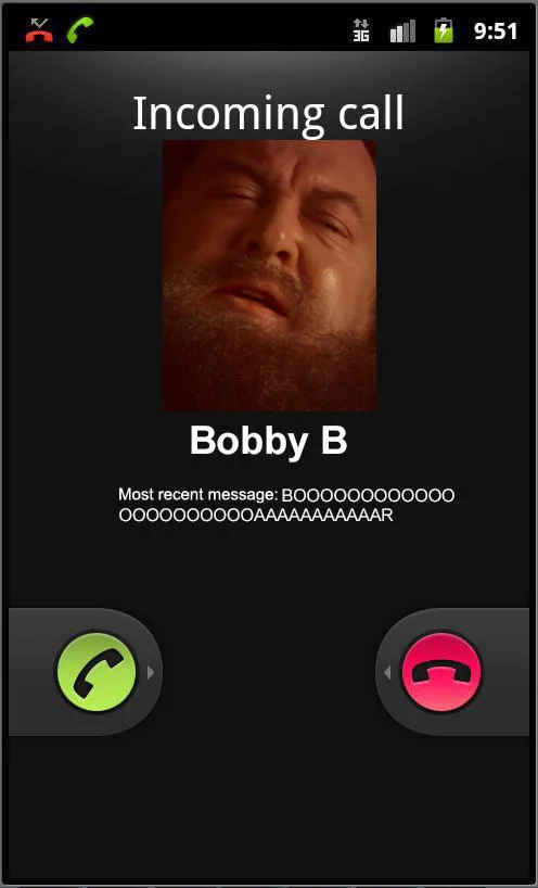 A fake incoming-call meme from Bobby B, referencing his famous fatal boar hunt and the boarposting catchphrase.