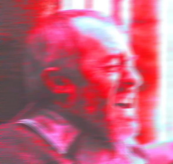 A distorted red-filtered Bobby B edit typical of the deep-fried boarposting aesthetic.