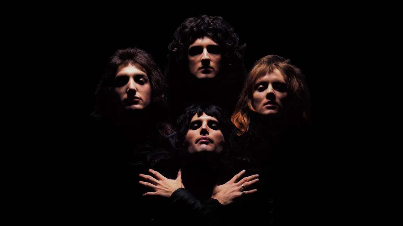 The iconic Queen photograph used for the 'Bohemian Rhapsody' music video, which became a widely referenced image in internet culture.