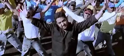 Mass synchronized Bollywood dance sequence from film.