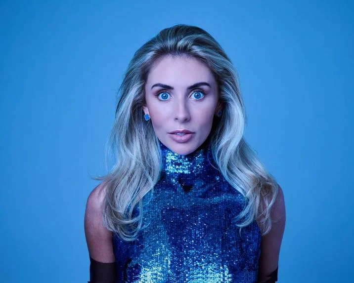 A cropped variant of the Bonnie Blue documentary portrait frequently used as the base image for the 'staring eyes' meme.