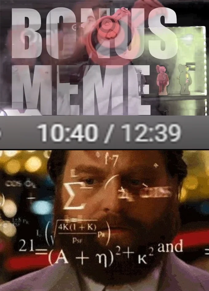 The 'Bonus Meme' running joke paired with the classic confused-math reaction.