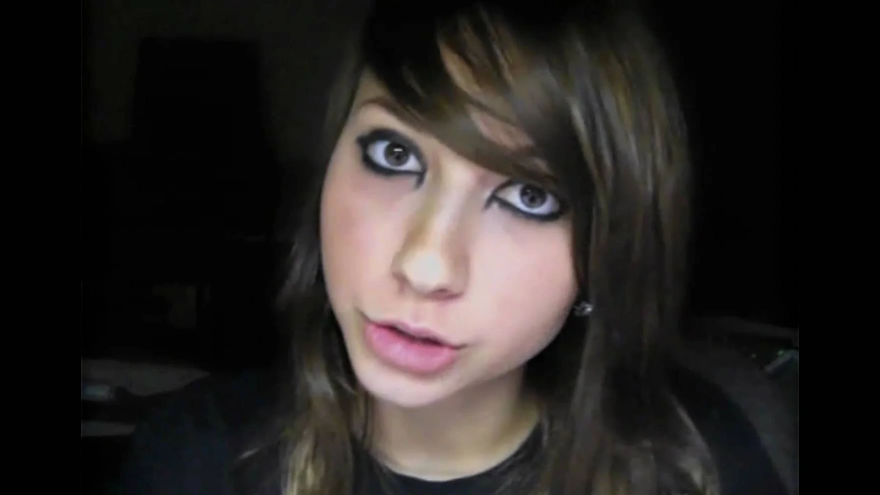 Boxxy (Catherine Wayne) in the signature webcam close-up style that made her a viral YouTube personality in the late 2000s.