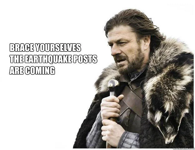 Variation warning about flood of earthquake posts.
