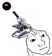 Brainlet under scientific examination mockery.