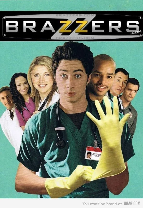 A Scrubs-themed take on the Brazzers logo meme, repurposing the show's poster art.
