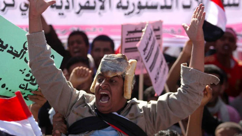 Original press photograph from Arab Spring protest.