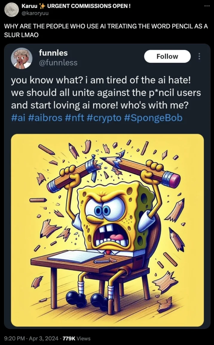 Retweeted SpongeBob image with user commentary.