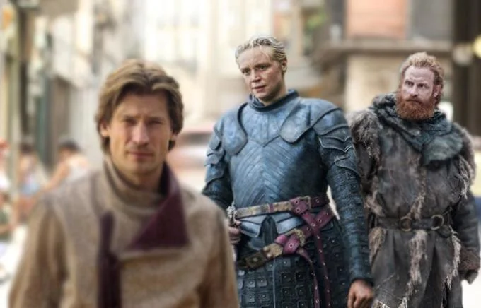 Distracted Boyfriend meme applied to Tormund-Brienne dynamic.