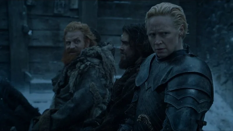Tormund's infatuation versus Brienne's indifference.