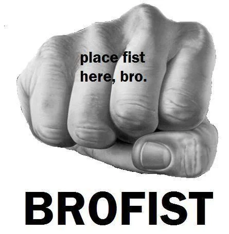 Interactive brofist greeting meme for screen bumping.