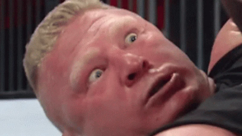 The iconic 'Big Bork' close-up of Brock Lesnar that fueled countless reaction memes.