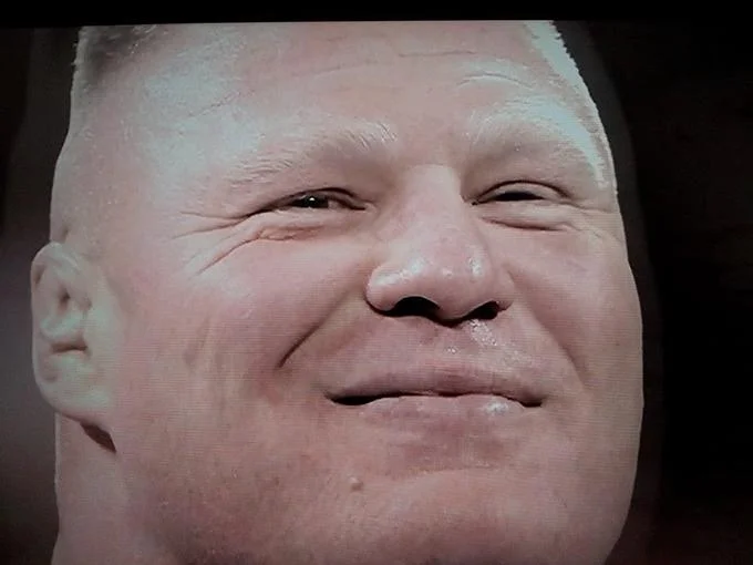 A smirking Brock Lesnar close-up, widely reused as a smug reaction image.
