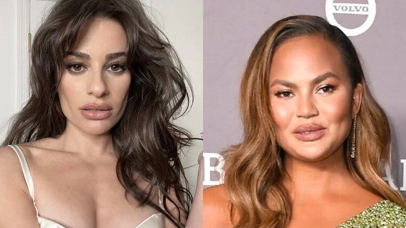 Celebrity comparison illustrating buccal fat trend.