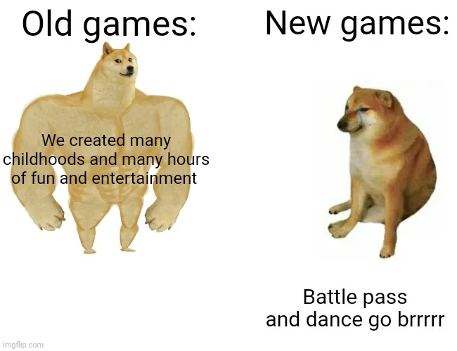 Gaming comparison across generations and monetization.
