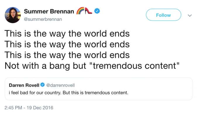 Summer Brennan parodies the meme format.