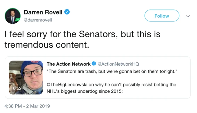 Rovell parodies his own meme.