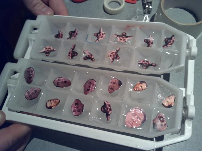 Nicolas Cage ice cubes: tiny photos of the actor frozen into each cube for a chilled caging surprise.