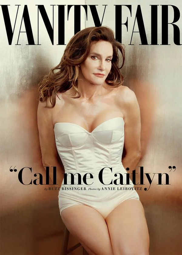 A newsfeed reproduction of the July 2015 Vanity Fair 'Call me Caitlyn' cover that publicly unveiled Caitlyn Jenner after her transition.