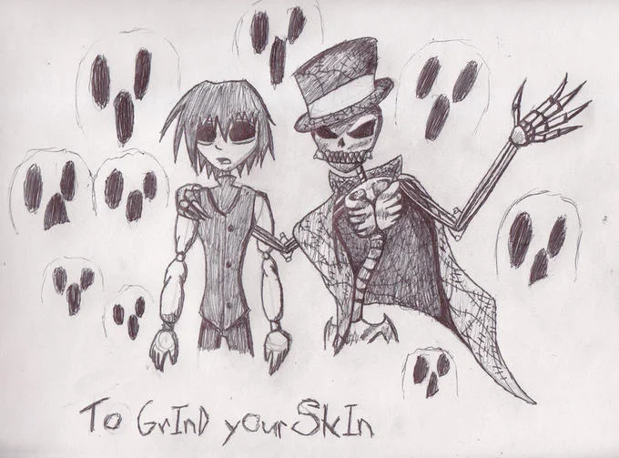 Disturbing sketch evoking Candle Cove's horror.