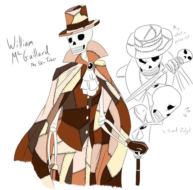 Character design sketches for Candle Cove skeletons.