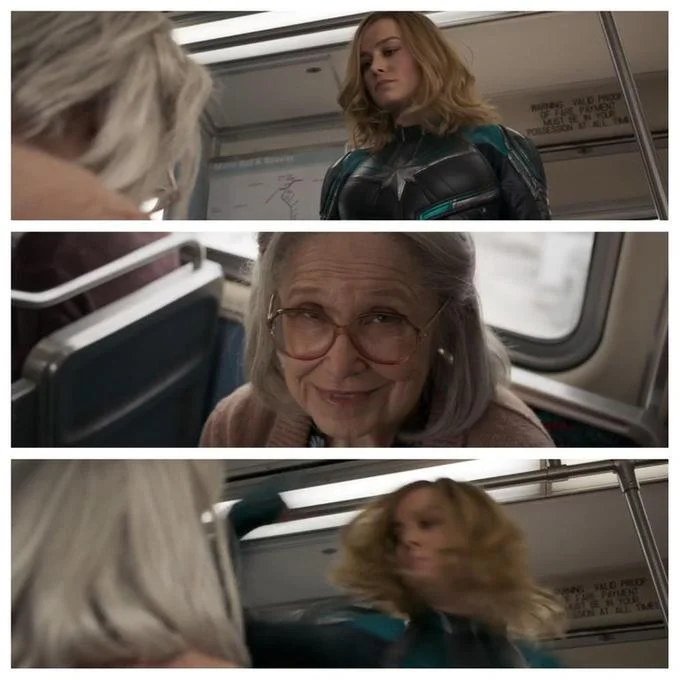 The three-panel screencap of the bus scene that fans widely adopted as a reaction meme template.