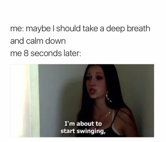 Aggressive behavior reaction meme.