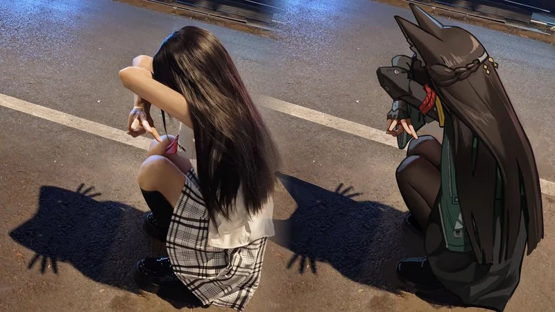 Real-life versus anime meme comparison format.