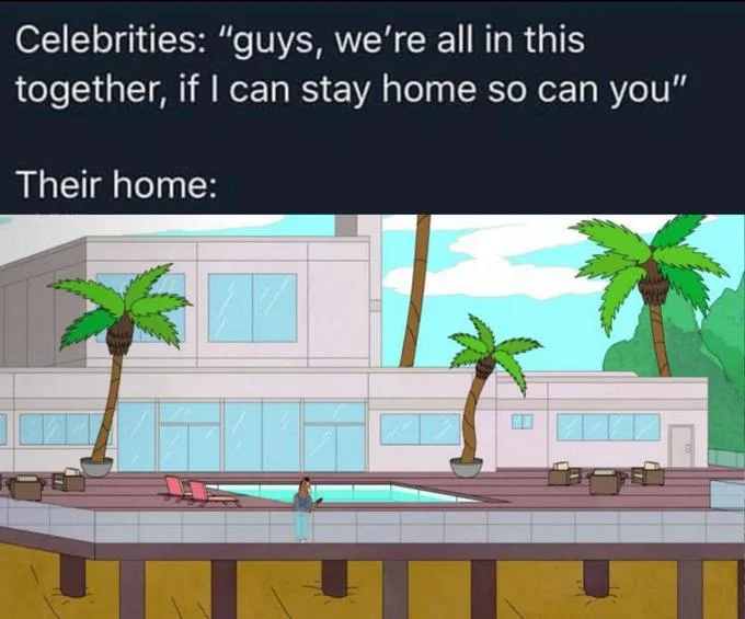 Contrasting solidarity claims with mansion views.
