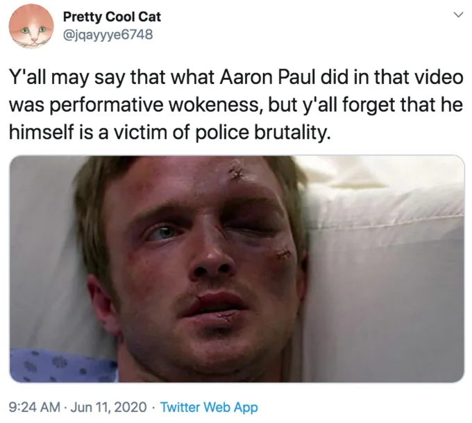 Conflating actor with his Breaking Bad character.