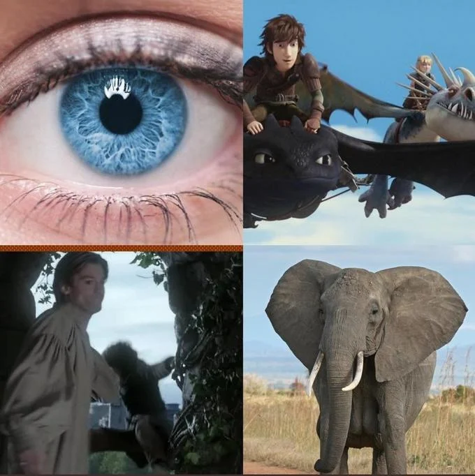 A collage-format meme joking about Cersei's alternatives to real elephants, referencing multiple pop culture creatures.