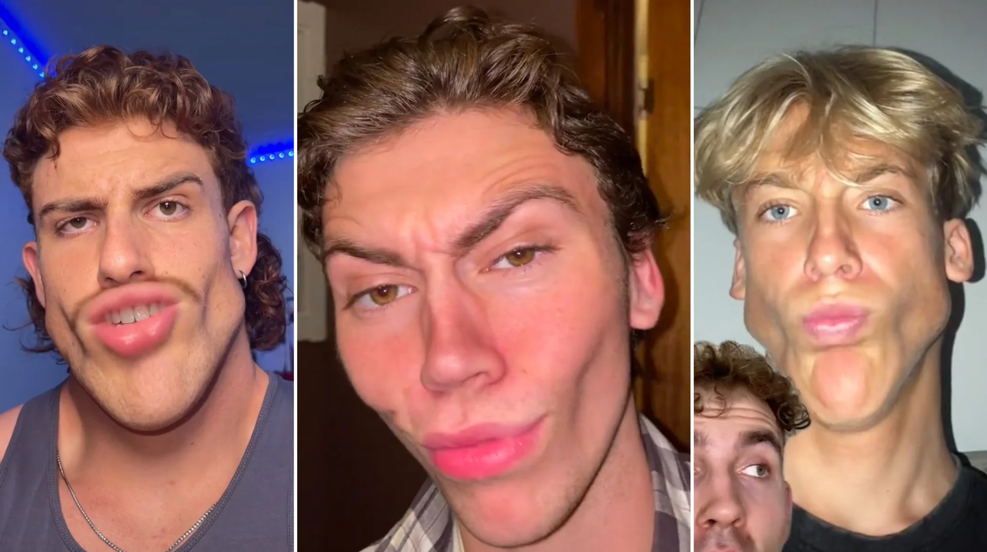 The 'Chad Face' expression as popularized by TikTok users, featuring a pursed-lip pout and intense narrowed stare.