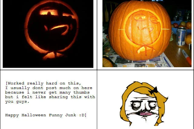 Jack-o-lantern with challenging expression.