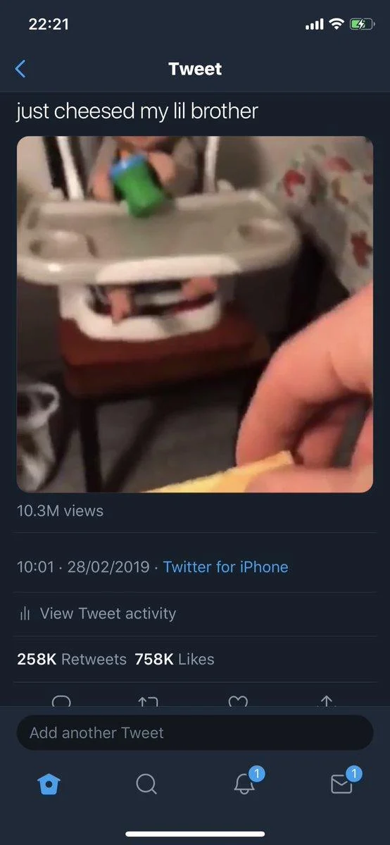 The original viral tweet from February 28, 2019 that launched the cheese slap trend, amassing millions of views and hundreds of thousands of likes.
