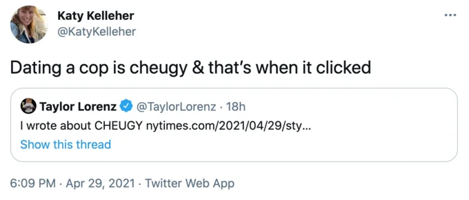 Brief social media comment on cheugy dating.