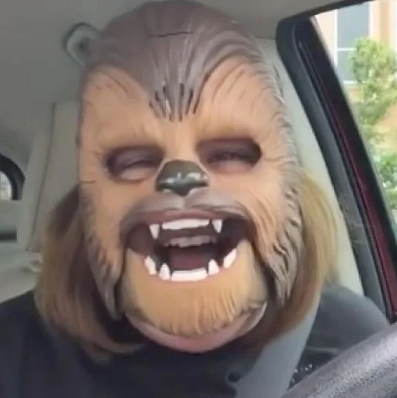 The Chewbacca mask worn by Candace Payne in her viral 2016 Facebook Live video, which became the most-watched Facebook Live broadcast at the time.