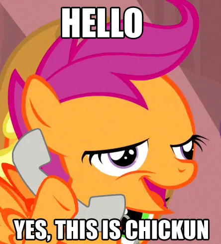 The 'Hello, Yes, This Is Chickun' macro, one of the most widely reposted variants of the meme.