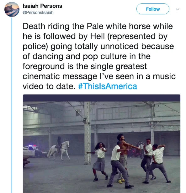A viral tweet unpacks the intentional distraction of Gambino's dance moves in 'This Is America.'