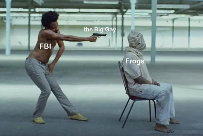 A macro meme uses the choir-shooting scene from 'This Is America' to lampoon Kanye West's controversial slavery remarks.