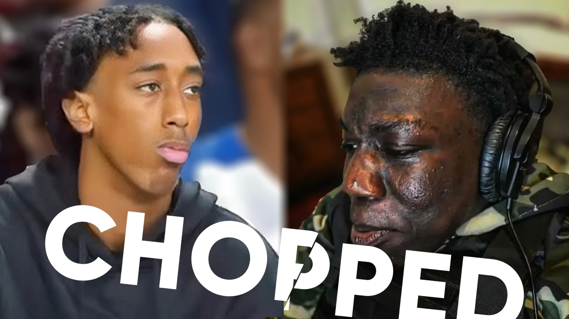 Cover thumbnail commonly used to illustrate the 'chopped' slang term, contrasting a normal appearance with an unflattering one.