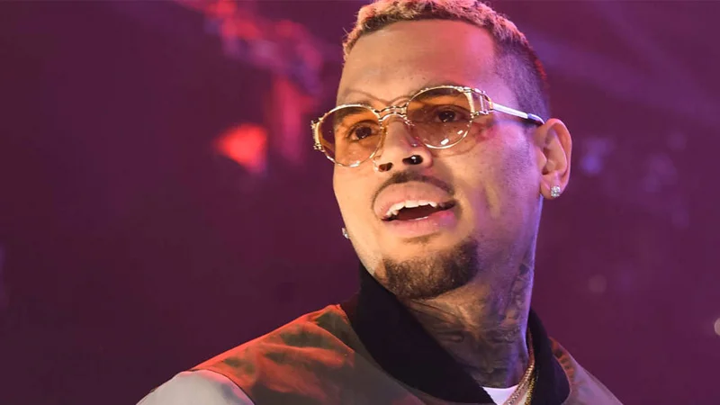 Singer Chris Brown, the subject of the meme, photographed at a live performance.