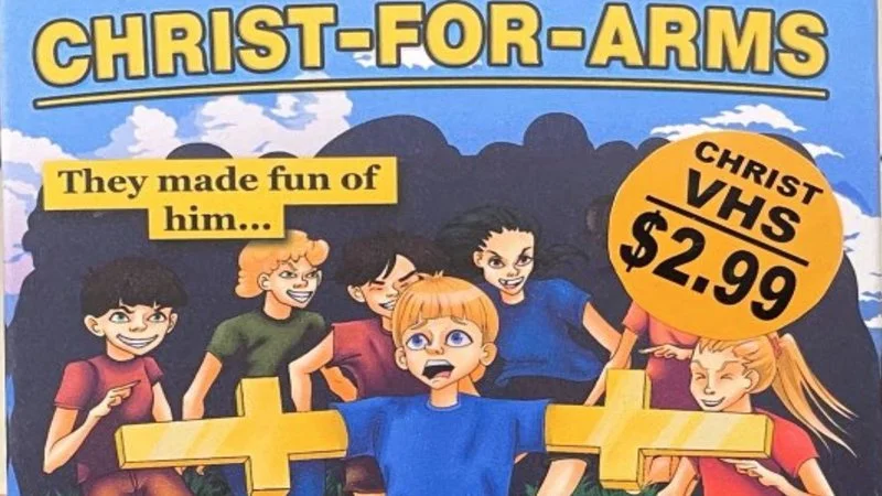 The canonical Christ-For-Arms VHS cover.