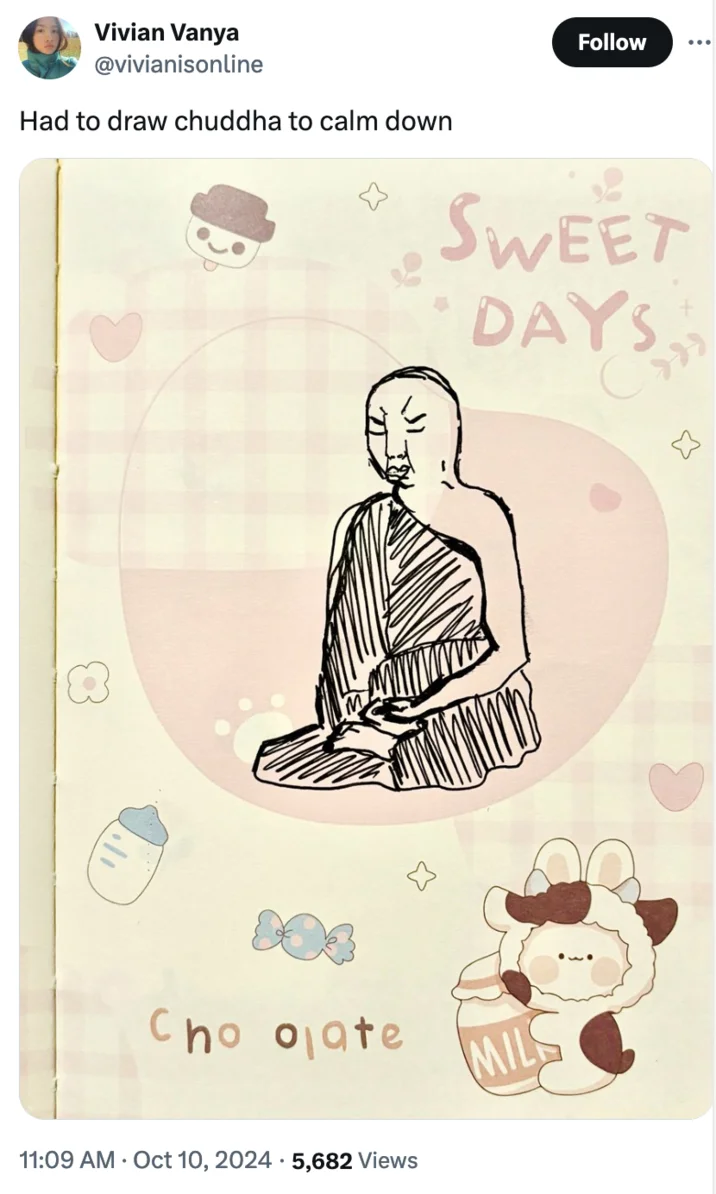 Chuddha in decorative notebook aesthetic.