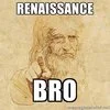 Label-meme format with classical portrait.