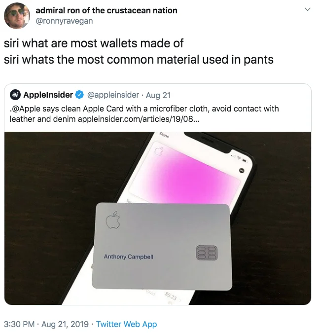 Questioning what wallets are made of.