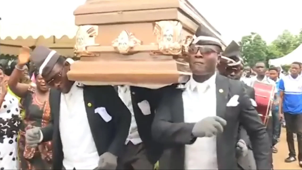 Coffin Dance in authentic outdoor funeral context.