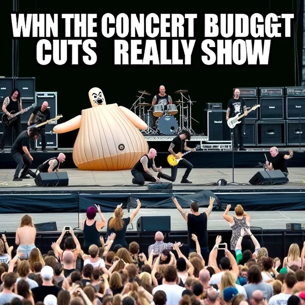 Budget concert production with oversized onion prop.