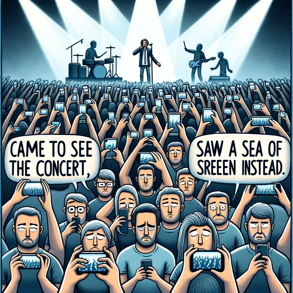 Concert crowds recording instead of experiencing live music.