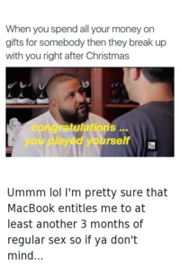 Meme embedded in Christmas spending tweet.